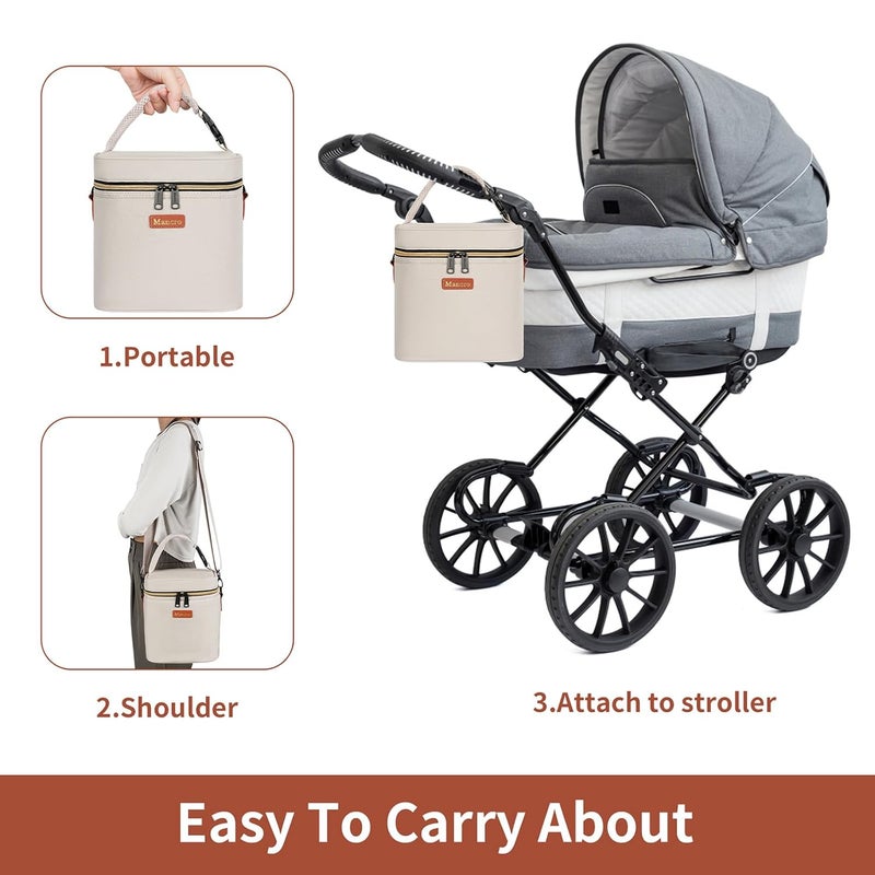 Mancro Breastmilk Cooler Bag for Travel, Fits 4 Baby Bottles Up to 9 Ounce, Baby Bottle bag with Ice Pack, Insulation Breast Milk Cooler Travel, Cream - Image 5